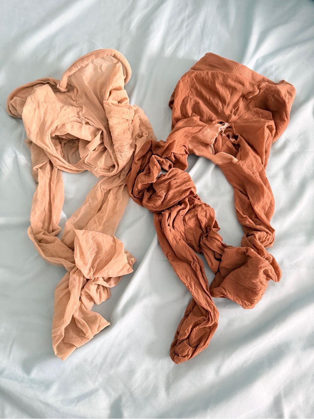 Worn Two pairWomen's Hosiery Tights in Nude suntan